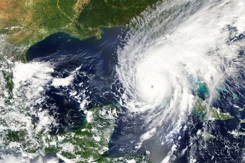Aerial view of a hurricane. 