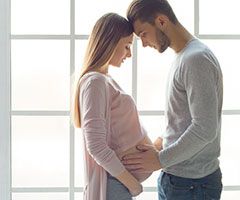 Pregnant women with man