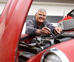 Man working on a car