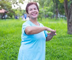 Woman stretching outside