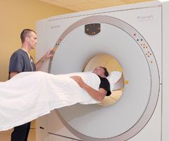 Patient getting CT scan