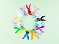 Different Colored Cancer Ribbons in a circle 