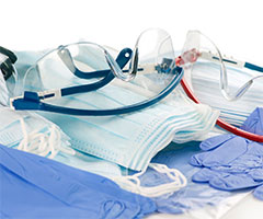 Gloves, masks and protective eyewear