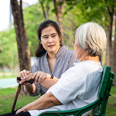 Couple sitting on a park bench