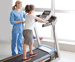 Pediatric patient on treadmill