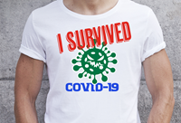 A t-shirt saying "I Survived COVID-19"