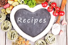 Recipes written on heart chalkboard