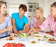 Family eating nutritious meal