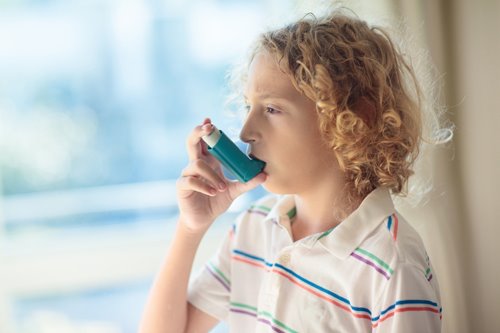 Child using an inhaler 