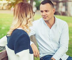 Woman and man conversating