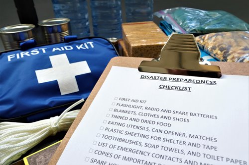 Disaster Preparedness Checklist with checklist items behind it